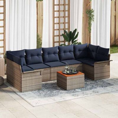 vidaXL Gartensofa-set 8 stk. 7-Sitzanzahl Grau und Marineblau vidaXL Gartensofa-set 8 stk. 7-Sitzanzahl Grau und Marineblau