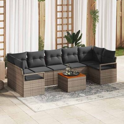 vidaXL Gartensofa-set mit Speicher 8 pcs Grau Poly-Rattan vidaXL Gartensofa-set mit Speicher 8 pcs Grau Poly-Rattan