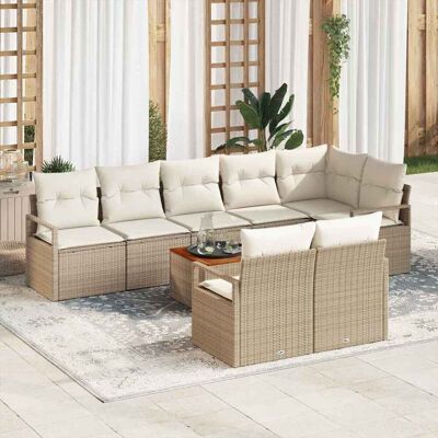 vidaXL Gartensofa-set 9 Stk. Beige und Creme Poly-Rattan vidaXL Gartensofa-set 9 Stk. Beige und Creme Poly-Rattan