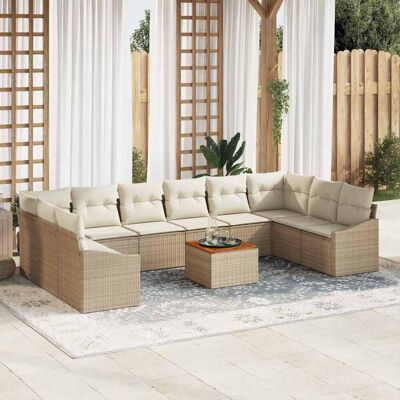Gartenmöbel Set - 11-tlg. Beige Rattan Lounge Gartenmöbel Set - 11-tlg. Beige Rattan Lounge