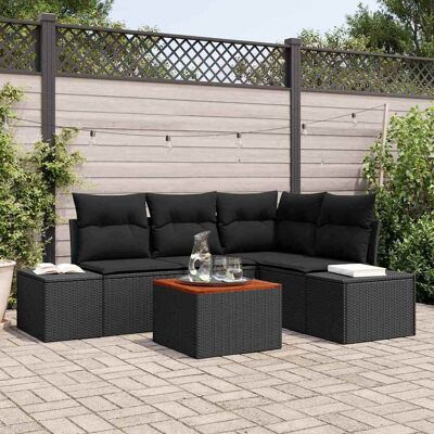 vidaXL Gartensofagarnitur 5-tlg. Schwarz Poliratán Rechteck - Gartenmöbelset vidaXL Gartensofagarnitur 5-tlg. Schwarz Poliratán Rechteck - Gartenmöbelset