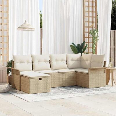 VIDAXL - Set Divano da Giardino 6 Pezzi - Beige - Garden Furniture Set VIDAXL - Set Divano da Giardino 6 Pezzi - Beige - Garden Furniture Set