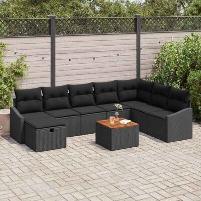 Vidaxl - 9-teilige Sofa-Gruppe - Schwarz - Gartenset Vidaxl - 9-teilige Sofa-Gruppe - Schwarz - Gartenset