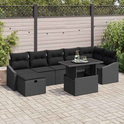 Generic - 8-teiliges Schwarzes Poly-Rattan Outdoor-Gartenmöbel-Set Generic - 8-teiliges Schwarzes Poly-Rattan Outdoor-Gartenmöbel-Set