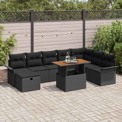 VidaXL Gartensofa-Set 9-tlg. Schwarz PE Rattan VidaXL Gartensofa-Set 9-tlg. Schwarz PE Rattan