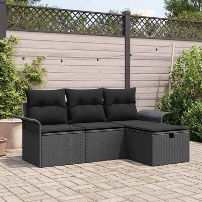 VIDAXL Garten-Sofagarnitur - Modularer Außenlounge für 4 Schwarz Rattan VIDAXL Garten-Sofagarnitur - Modularer Außenlounge für 4 Schwarz Rattan