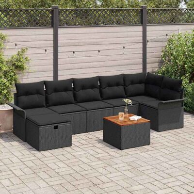vidaXL Gartensofa-set 8 Stk. Schwarz Poly Rattan vidaXL Gartensofa-set 8 Stk. Schwarz Poly Rattan