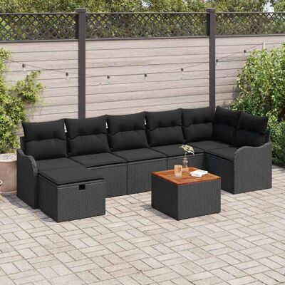 vidaXL Gartensofa-set 8 Stk. Schwarz Poly Rattan vidaXL Gartensofa-set 8 Stk. Schwarz Poly Rattan