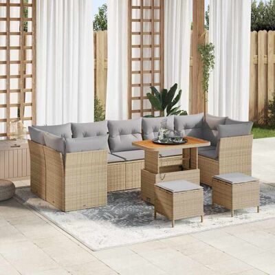 vidaXL Gartensofa-set 10 pcs Beige Poly-Rattan vidaXL Gartensofa-set 10 pcs Beige Poly-Rattan