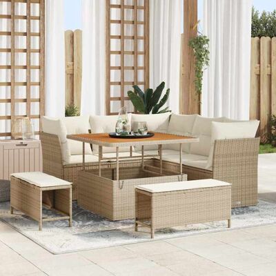 vidaXL Gartensofa-set 8 pcs Beige Poly-Rattan vidaXL Gartensofa-set 8 pcs Beige Poly-Rattan