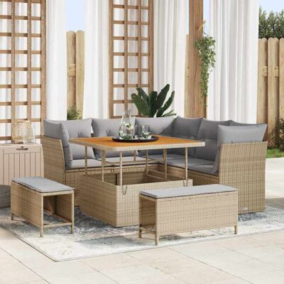 vidaXL Gartensofa-set 8 pcs Beige Poly-Rattan vidaXL Gartensofa-set 8 pcs Beige Poly-Rattan