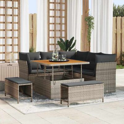 vidaXL Gartensofa-set 8 pcs Grau Poly-Rattan vidaXL Gartensofa-set 8 pcs Grau Poly-Rattan