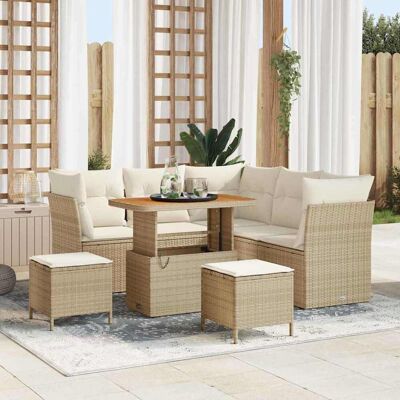vidaXL Gartensofa-set 8 pcs Beige Poly-Rattan vidaXL Gartensofa-set 8 pcs Beige Poly-Rattan