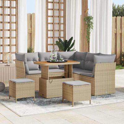 vidaXL Gartensofa-set 8 pcs Beige Poly-Rattan vidaXL Gartensofa-set 8 pcs Beige Poly-Rattan