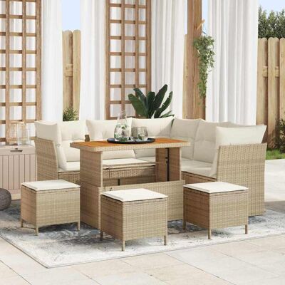 vidaXL Gartensofa-set 9 pcs Beige Poly-Rattan vidaXL Gartensofa-set 9 pcs Beige Poly-Rattan