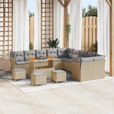 vidaXL Gartensofa-set 14 pcs Beige Poly-Rattan vidaXL Gartensofa-set 14 pcs Beige Poly-Rattan