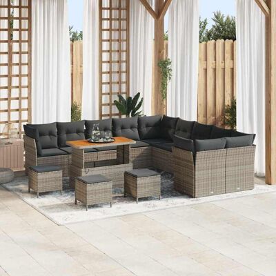 vidaXL Gartensofa-set 14 pcs Grau Poly-Rattan vidaXL Gartensofa-set 14 pcs Grau Poly-Rattan