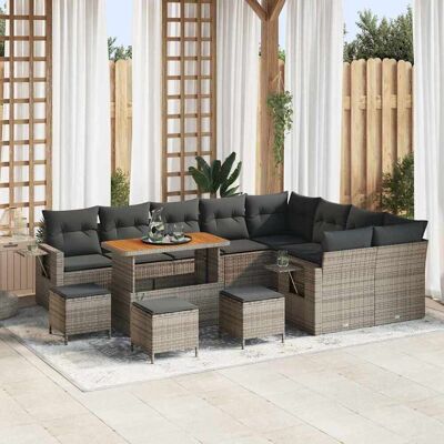 vidaXL Gartensofa-set 13 pcs Grau Poly-Rattan vidaXL Gartensofa-set 13 pcs Grau Poly-Rattan