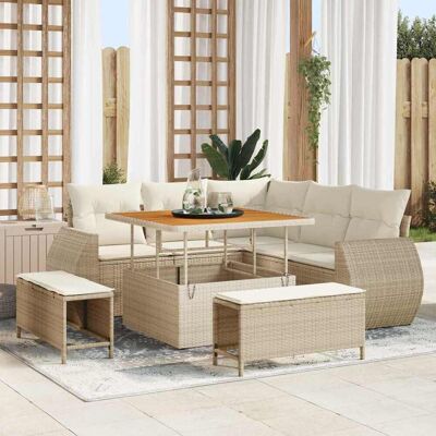 vidaXL Gartensofa-set 8 Stk. Beige Poly-Rattan vidaXL Gartensofa-set 8 Stk. Beige Poly-Rattan
