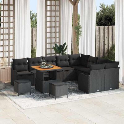 vidaXL Gartensofa-set mit Kissen 12 pcs Schwarz Poly-Rattan vidaXL Gartensofa-set mit Kissen 12 pcs Schwarz Poly-Rattan