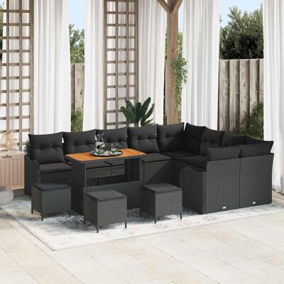 vidaXL Gartensofa-set mit Kissen 13 pcs Schwarz Poly-Rattan vidaXL Gartensofa-set mit Kissen 13 pcs Schwarz Poly-Rattan
