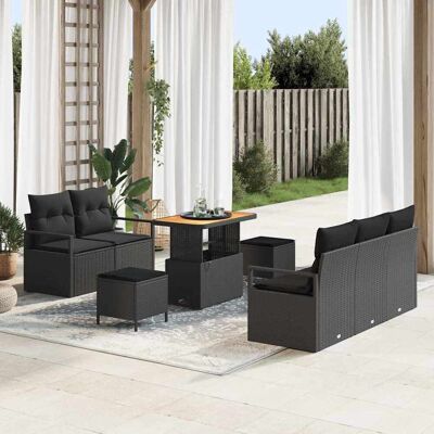 vidaXL Gartensofa-set 8 Stk. Schwarz Poly-Rattan vidaXL Gartensofa-set 8 Stk. Schwarz Poly-Rattan