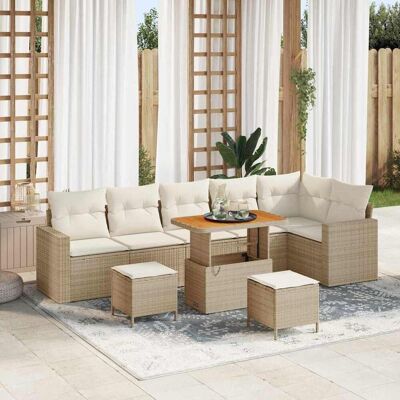 vidaXL Gartensofa-set 11 stk. 7-Sitzanzahl Beige und Creme Poly-Rattan vidaXL Gartensofa-set 11 stk. 7-Sitzanzahl Beige und Creme Poly-Rattan