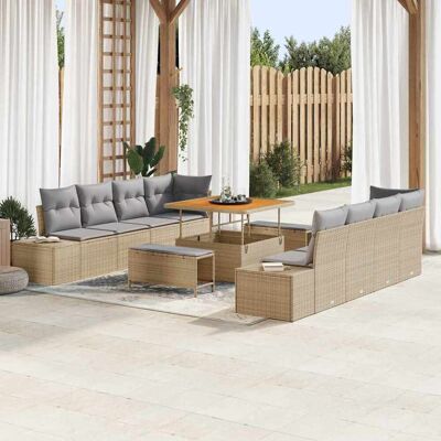 vidaXL Gartensofa-set mit Kissen Beige 100 x 100 x 71 cm Poly Rattan vidaXL Gartensofa-set mit Kissen Beige 100 x 100 x 71 cm Poly Rattan