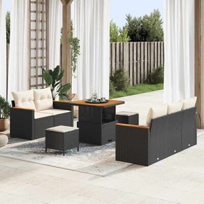 vidaXL Gartensofa-set mit Kissen 10 pcs Schwarz und Creme Poly-Rattan vidaXL Gartensofa-set mit Kissen 10 pcs Schwarz und Creme Poly-Rattan