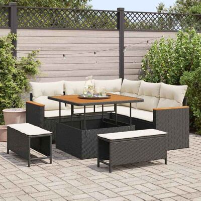 vidaXL Gartensofa-set 8 stk. 5-Sitzanzahl Schwarz Poly Rattan vidaXL Gartensofa-set 8 stk. 5-Sitzanzahl Schwarz Poly Rattan