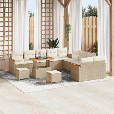 vidaXL Gartensofa-set mit Kissen 13 pcs Beige Poly-Rattan vidaXL Gartensofa-set mit Kissen 13 pcs Beige Poly-Rattan