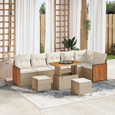 vidaXL Gartensofa-set 11 stk. 7-Sitzanzahl Beige und Creme Poly-Rattan vidaXL Gartensofa-set 11 stk. 7-Sitzanzahl Beige und Creme Poly-Rattan