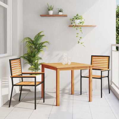 vidaXL Garten Essgruppe 3 pcs Schwarz Massivholz Akazie vidaXL Garten Essgruppe 3 pcs Schwarz Massivholz Akazie