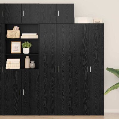 vidaXL Aufbewahrungsschrank 3 Stk. Schwarz Eichen-Optik vidaXL Aufbewahrungsschrank 3 Stk. Schwarz Eichen-Optik