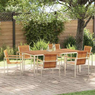 vidaXL Garten Essgruppe 7 pcs Massives Akazienholz und Edelstahl vidaXL Garten Essgruppe 7 pcs Massives Akazienholz und Edelstahl