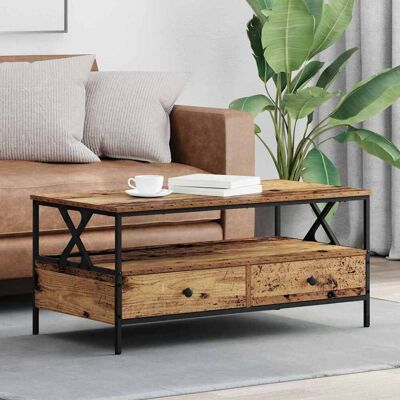 vidaXL Couchtisch with Drawer Altholz 100 x 51 x 45 cm Holzwerkstoff vidaXL Couchtisch with Drawer Altholz 100 x 51 x 45 cm Holzwerkstoff