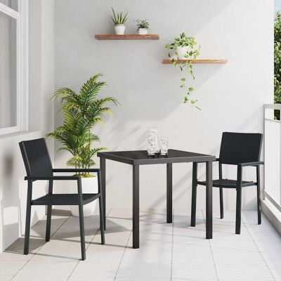 vidaXL Garten Essgruppe 3 pcs Schwarz Pulverbeschichteter Stahl vidaXL Garten Essgruppe 3 pcs Schwarz Pulverbeschichteter Stahl
