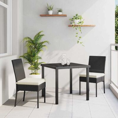 vidaXL Garten Essgruppe 3 pcs Schwarz Pulverbeschichteter Stahl vidaXL Garten Essgruppe 3 pcs Schwarz Pulverbeschichteter Stahl