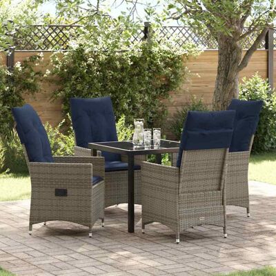 vidaXL Tisch- und Stuhlset mit Kissen 5 pcs Grau PE-Rattan vidaXL Tisch- und Stuhlset mit Kissen 5 pcs Grau PE-Rattan