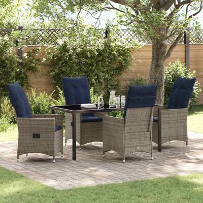 vidaXL Tisch- und Stuhlset mit Kissen 5 pcs Grau PE-Rattan vidaXL Tisch- und Stuhlset mit Kissen 5 pcs Grau PE-Rattan