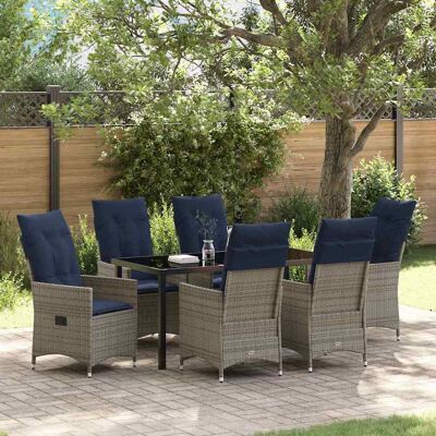 vidaXL Tisch- und Stuhlset mit Kissen 7 pcs Grau PE-Rattan vidaXL Tisch- und Stuhlset mit Kissen 7 pcs Grau PE-Rattan