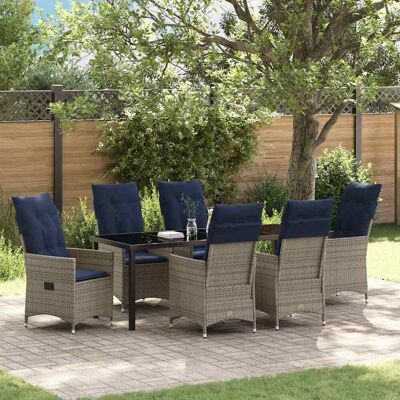 vidaXL Tisch- und Stuhlset mit Kissen 7 pcs Grau PE-Rattan vidaXL Tisch- und Stuhlset mit Kissen 7 pcs Grau PE-Rattan