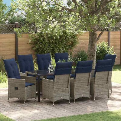 vidaXL Tisch- und Stuhlset mit Kissen 9 pcs Grau PE-Rattan vidaXL Tisch- und Stuhlset mit Kissen 9 pcs Grau PE-Rattan