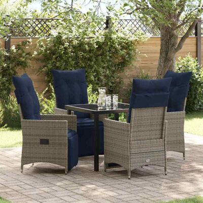 vidaXL Tisch- und Stuhlset mit Kissen 5 pcs Grau PE-Rattan vidaXL Tisch- und Stuhlset mit Kissen 5 pcs Grau PE-Rattan