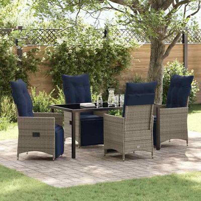 vidaXL Tisch- und Stuhlset mit Kissen 5 pcs Grau PE-Rattan vidaXL Tisch- und Stuhlset mit Kissen 5 pcs Grau PE-Rattan