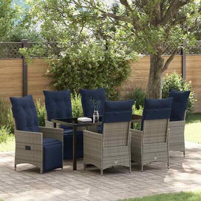 vidaXL Tisch- und Stuhlset mit Kissen 7 pcs Grau PE-Rattan vidaXL Tisch- und Stuhlset mit Kissen 7 pcs Grau PE-Rattan