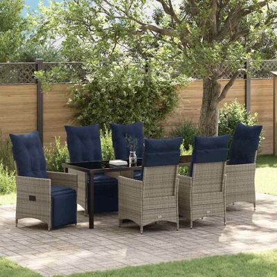 vidaXL Tisch- und Stuhlset mit Kissen 7 pcs Grau PE-Rattan vidaXL Tisch- und Stuhlset mit Kissen 7 pcs Grau PE-Rattan