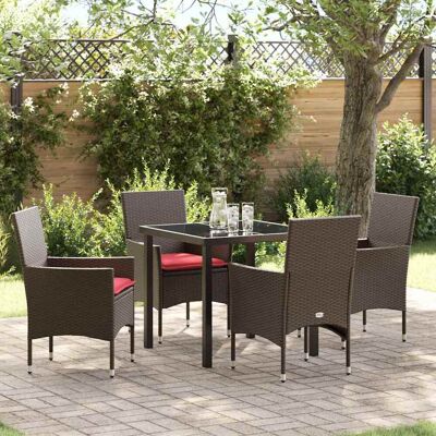 vidaXL Tisch- und Stuhlset mit Kissen 5 pcs Braun PE-Rattan vidaXL Tisch- und Stuhlset mit Kissen 5 pcs Braun PE-Rattan
