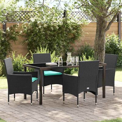 vidaXL Tisch- und Stuhlset mit Kissen 5 pcs Schwarz PE-Rattan vidaXL Tisch- und Stuhlset mit Kissen 5 pcs Schwarz PE-Rattan