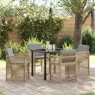 vidaXL Garten Essgruppe 5 pcs Beige Pulverbeschichteter Stahl vidaXL Garten Essgruppe 5 pcs Beige Pulverbeschichteter Stahl